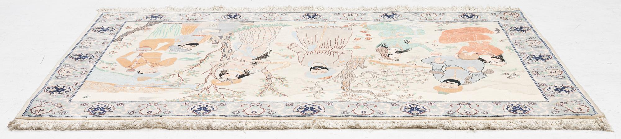 Tabriz carpet, figural, 170 x 115 cm.