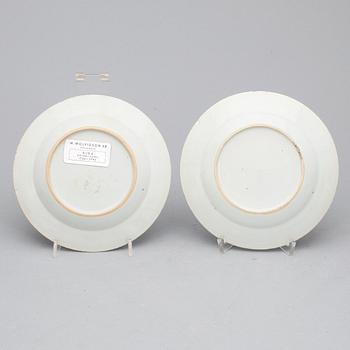 ASSIETTER, 8 st, kompaniporslin, främst Qianlong, 1700-tal.