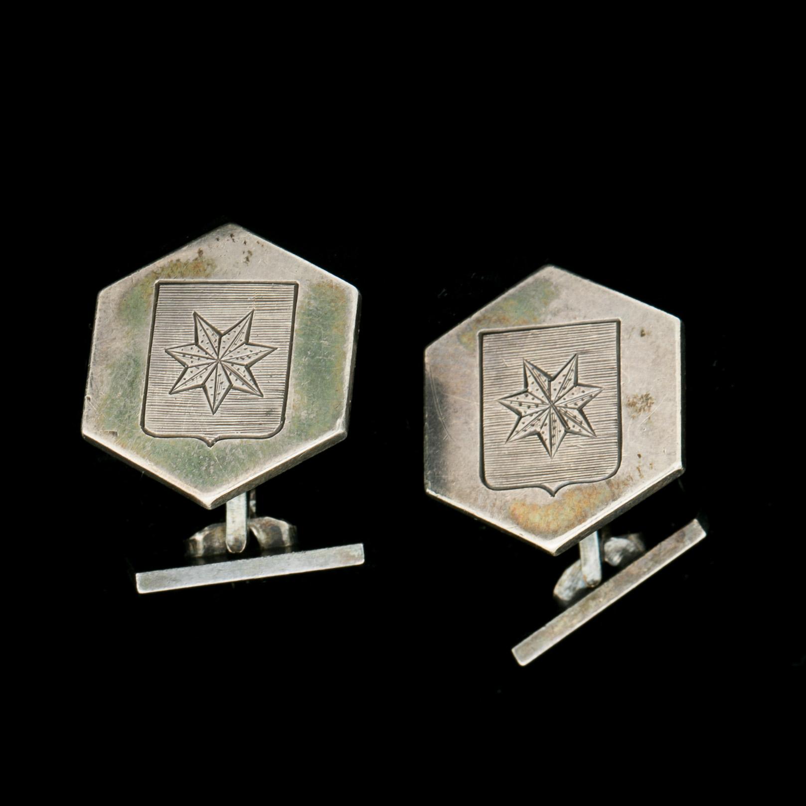 MANSCHETTKNAPPAR, sterlingsilver, Wiwen Nilsson, Lund, 1944. Vikt ca 16 g.