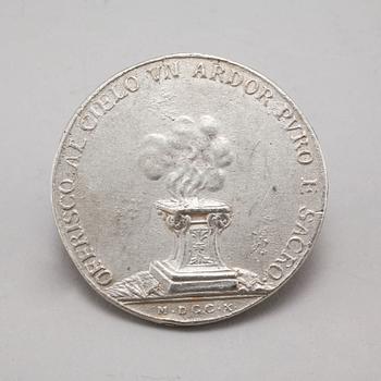 Two pewter medallions, 18th century.