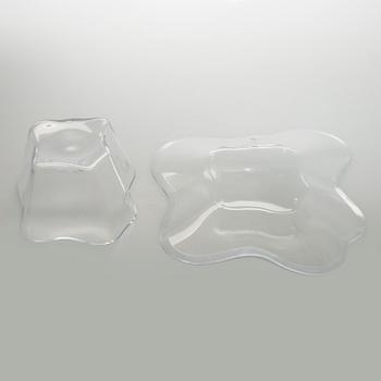 Alvar Aalto, art glass, two parts of the “Aalto Flower”, signed Alvar Aalto Iittala.