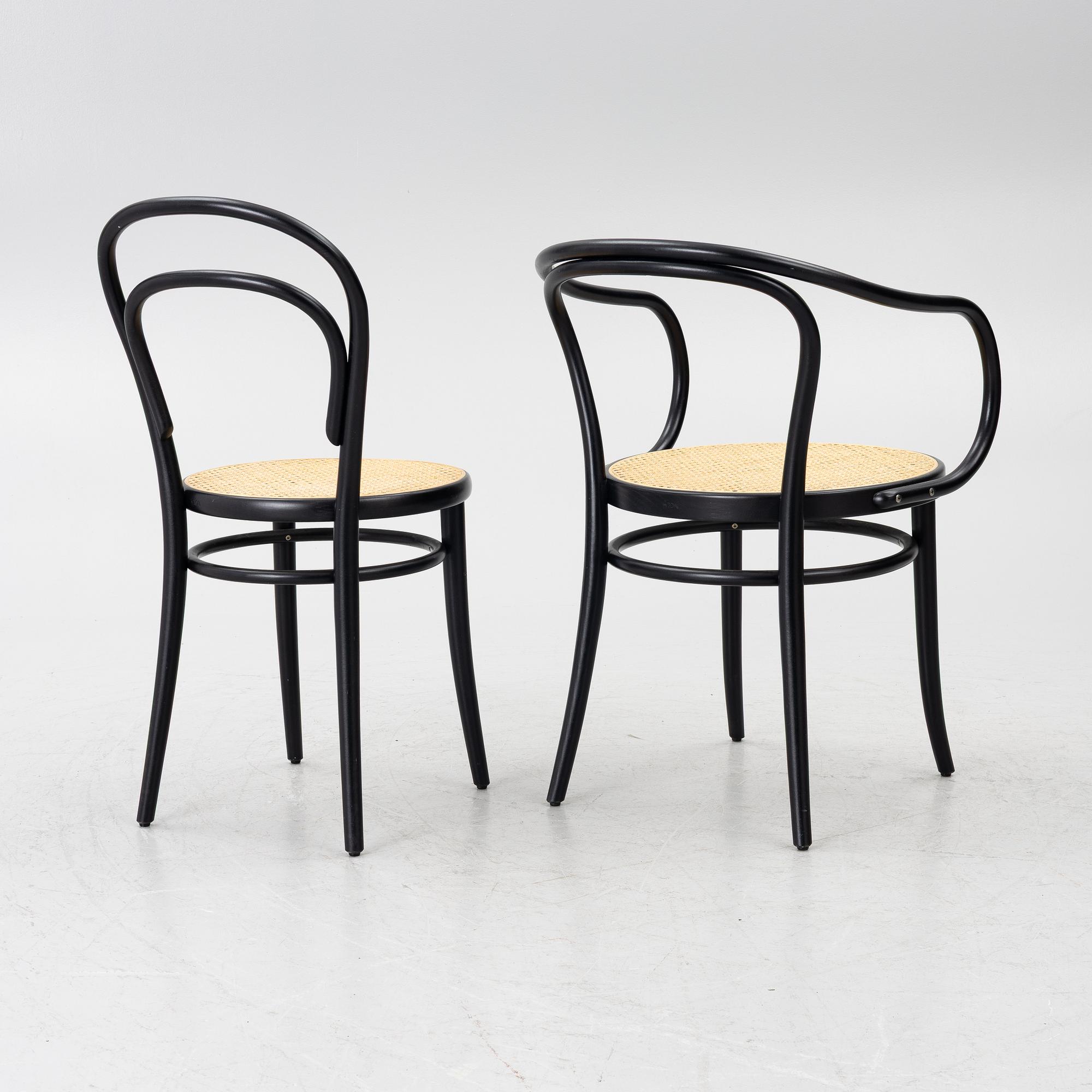 Michael Thonet, stolar, 6 st modell 18, karmstolar 2 st modell 30,  Ton.