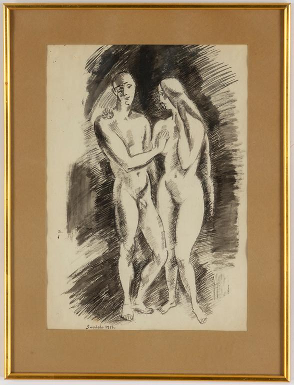 GÖSTA SANDELS, ink wash, signed and dated 1917.