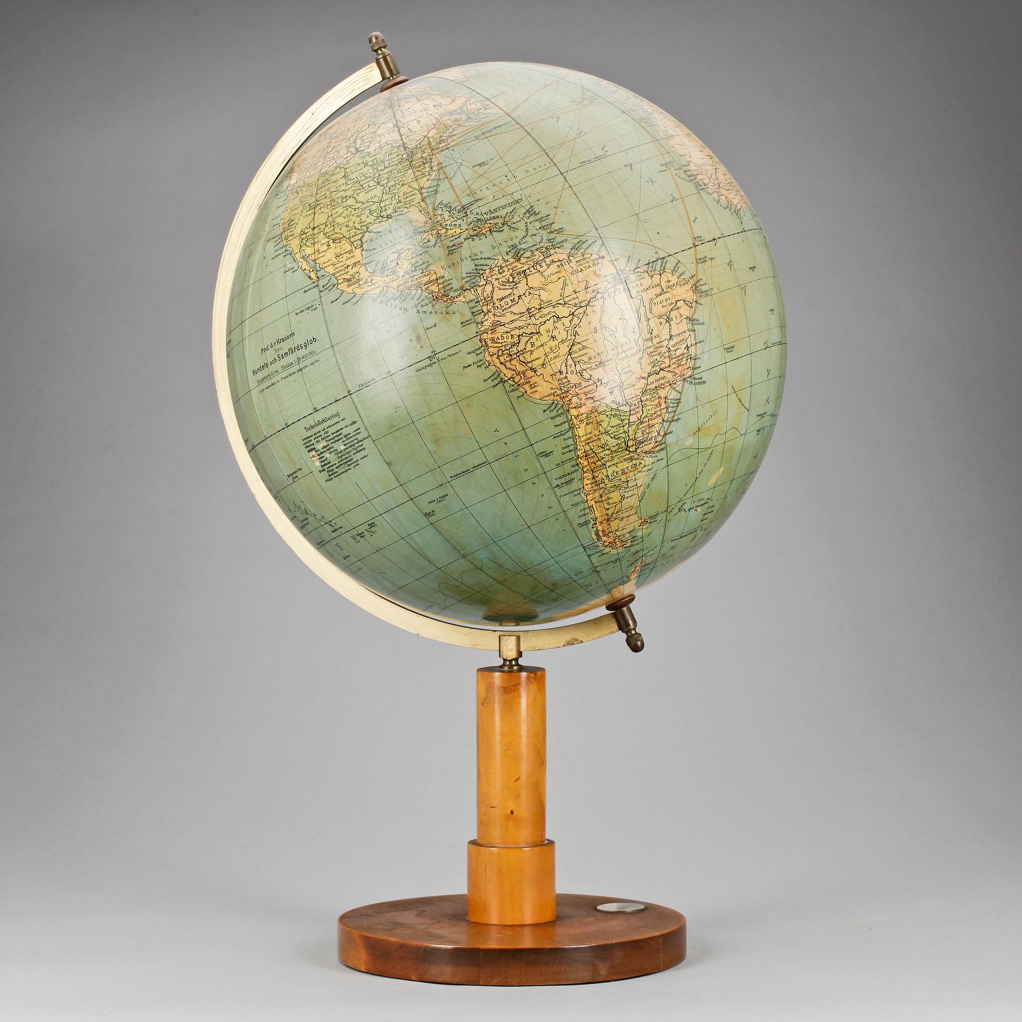 JORDGLOB, Prof dr Krauses Handels och samfärdsglob, 1900-talets första hälft.