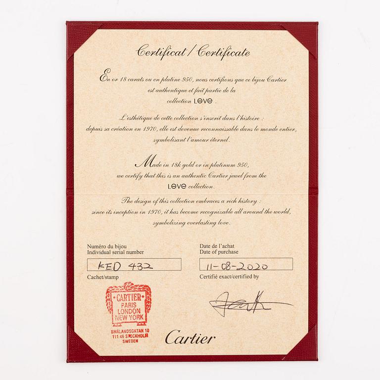 A Cartier bracelet "Love" in 18K white gold with round brilliant-cut diamonds, model small.