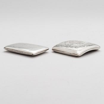 Two silver cigarette cases, 1929.