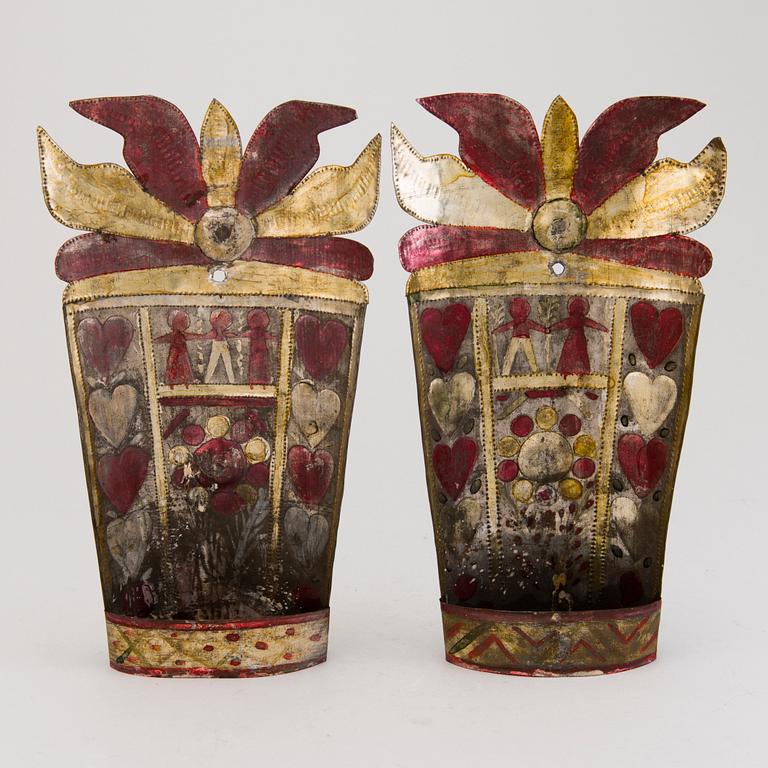 A PAIR OF WALL SCONCES, metal, Finland late 19th century.