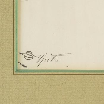 CARL SPITZWEG, pencil drawings, 5, stapped signature, one signed.