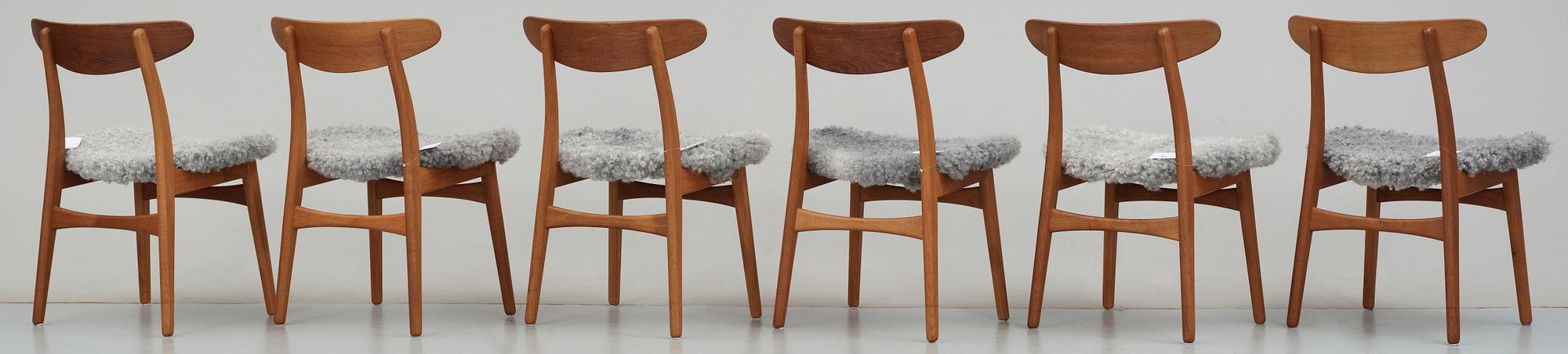 STOLAR, 6 st, "ch 30", Hans J Wegner, Carl Hansen, Danmark 1950-60-tal.