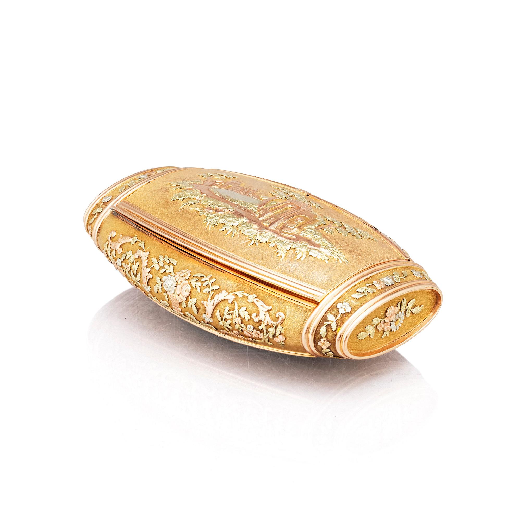 A French gold box en quatre couleurs, marks of Christian Petschler, Paris 1814-1822.