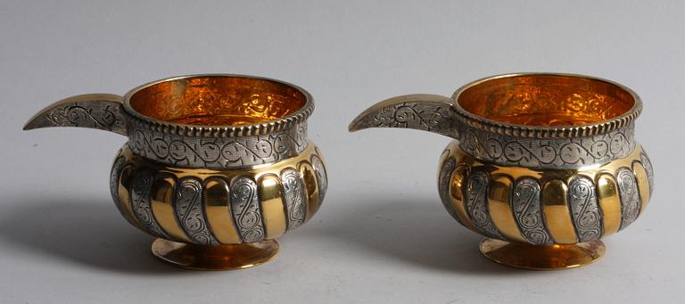 VODKABÄGARE, 2 st, silver, Mexico, 1900-tal.