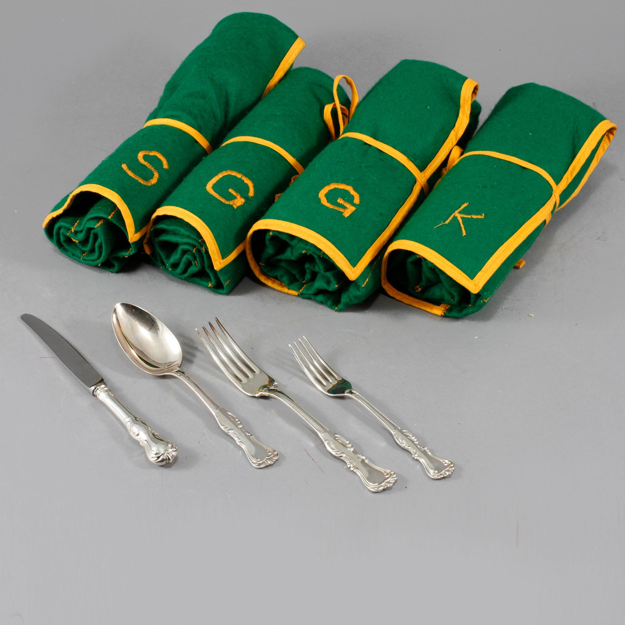 BESTICKSERVIS, 47 delar, silver, "Prins Albert", GAB samt C G Hallberg, 1900-talets andra hälft, total vikt ca 1910 g.