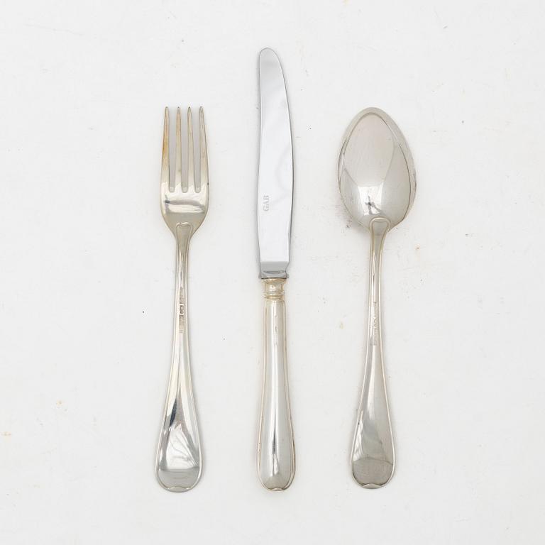 Bestickservis, 24 delar, silver, modell "Svensk rund", GAB, Eskilstuna, 2003-2005.