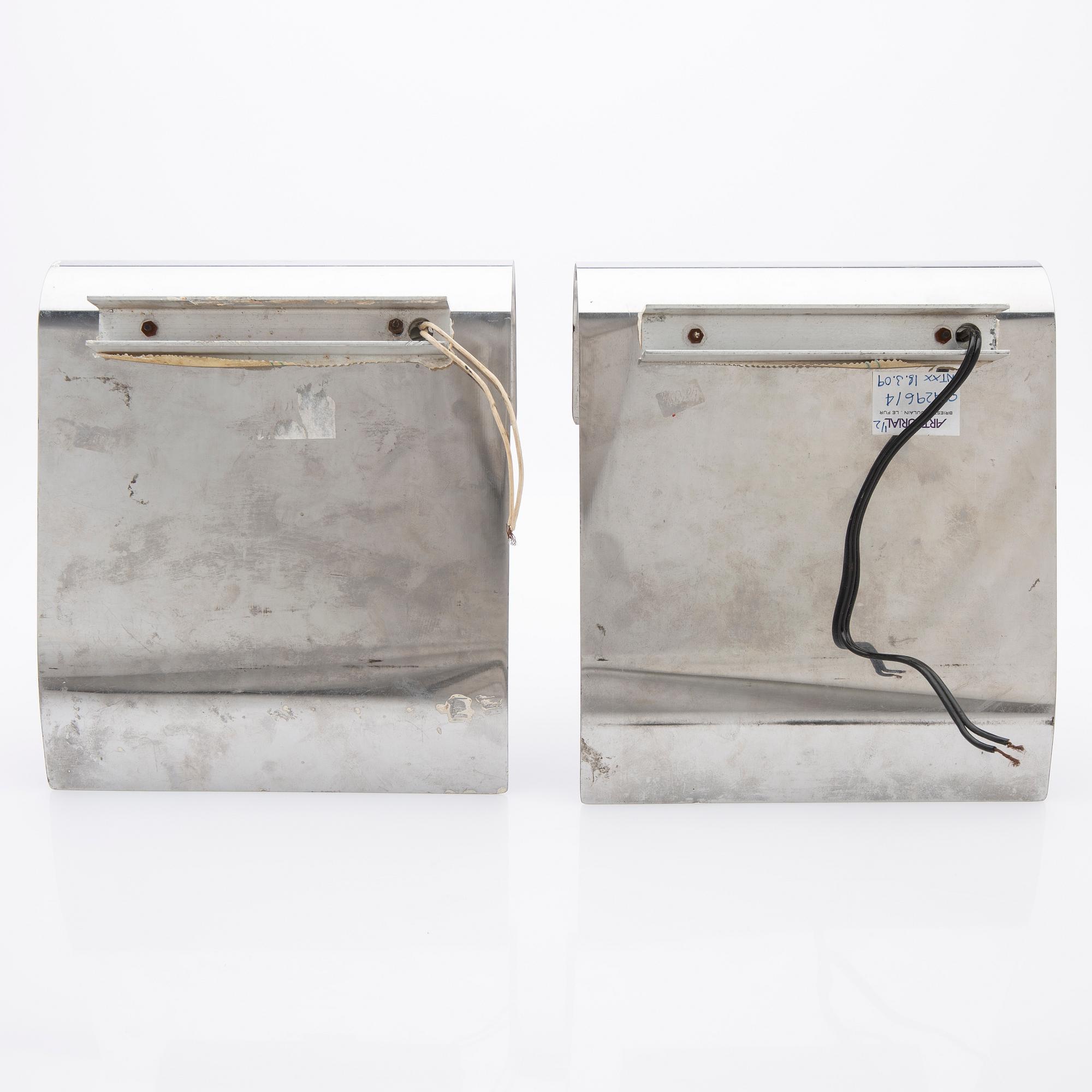 Wall lamps, a pair, J. Bouvier, Paris.