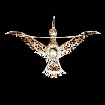 BROSCH, silver, rosenslipade diamanter, 1900-talets första hälft.