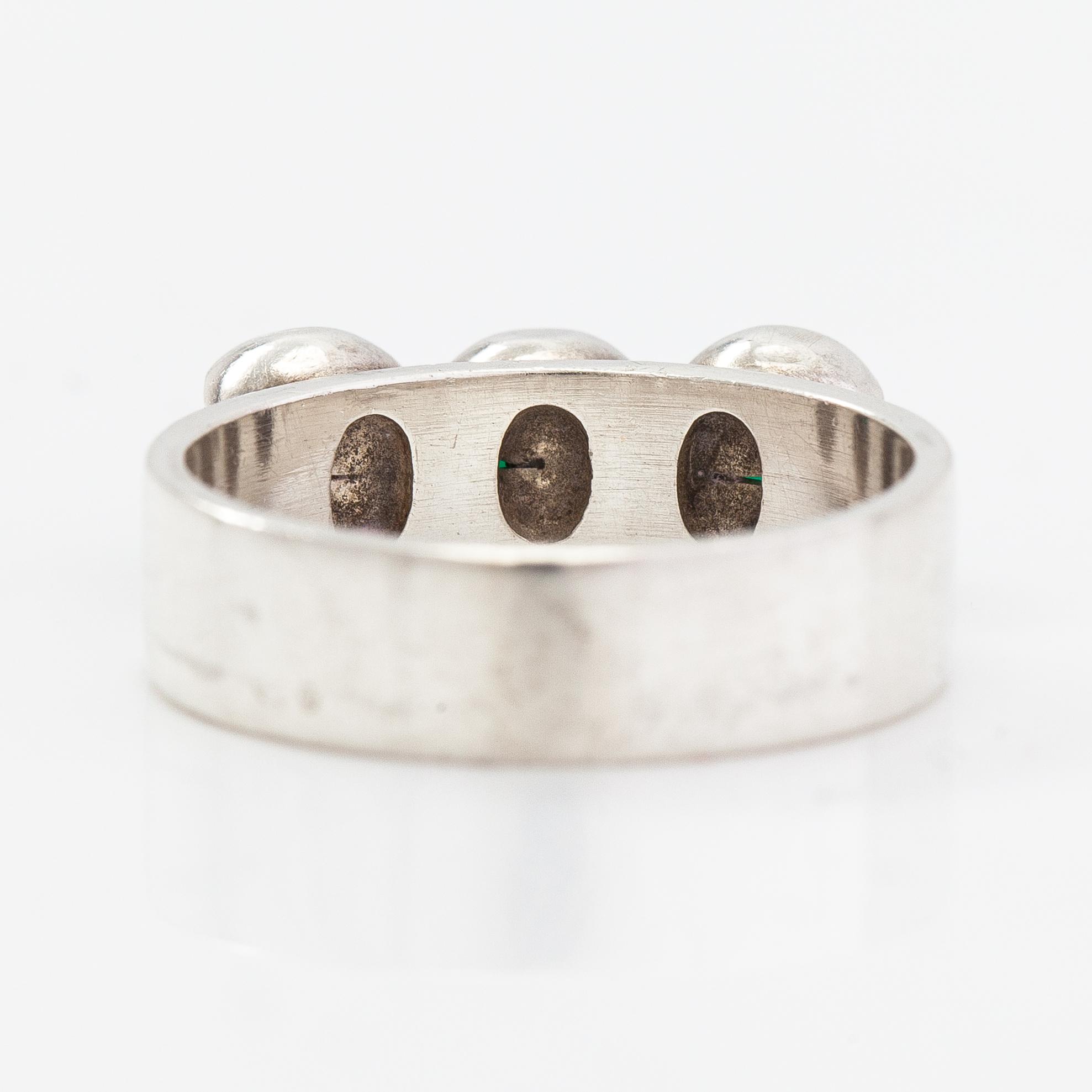 Elis Kauppi, A sterling silver and chalcedony ring. Kupittaan kulta, Turku.