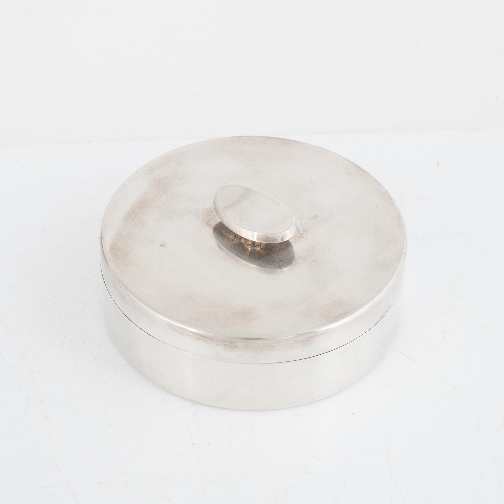 Åke Strömdahl, ask med lock, sterlingsilver, Hugo Strömdahl, Stockholm 1963.