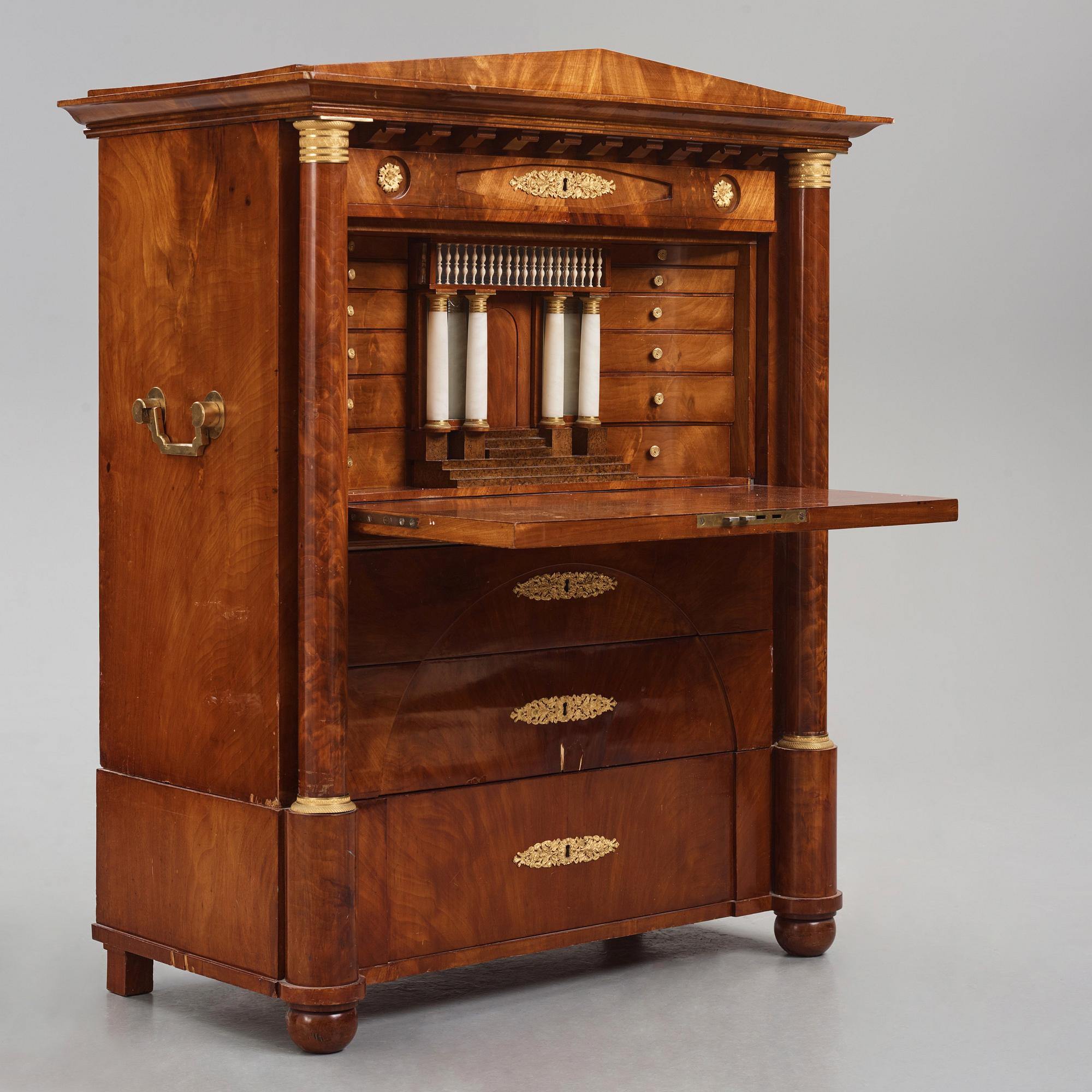 Lars Petter Forssblad's Masterpiece, A mahogany and ormolu-mounted secretaire, Stockholm 1832.