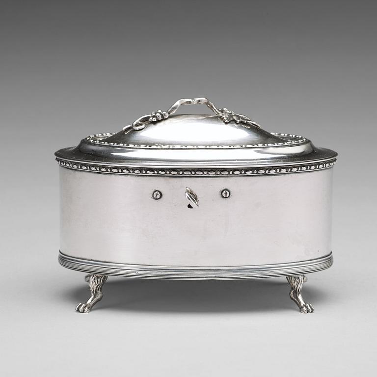 A Swedish 18th century Gustavian silver sugar-casket, mark of Pehr Zethelius, Stockholm 1797.