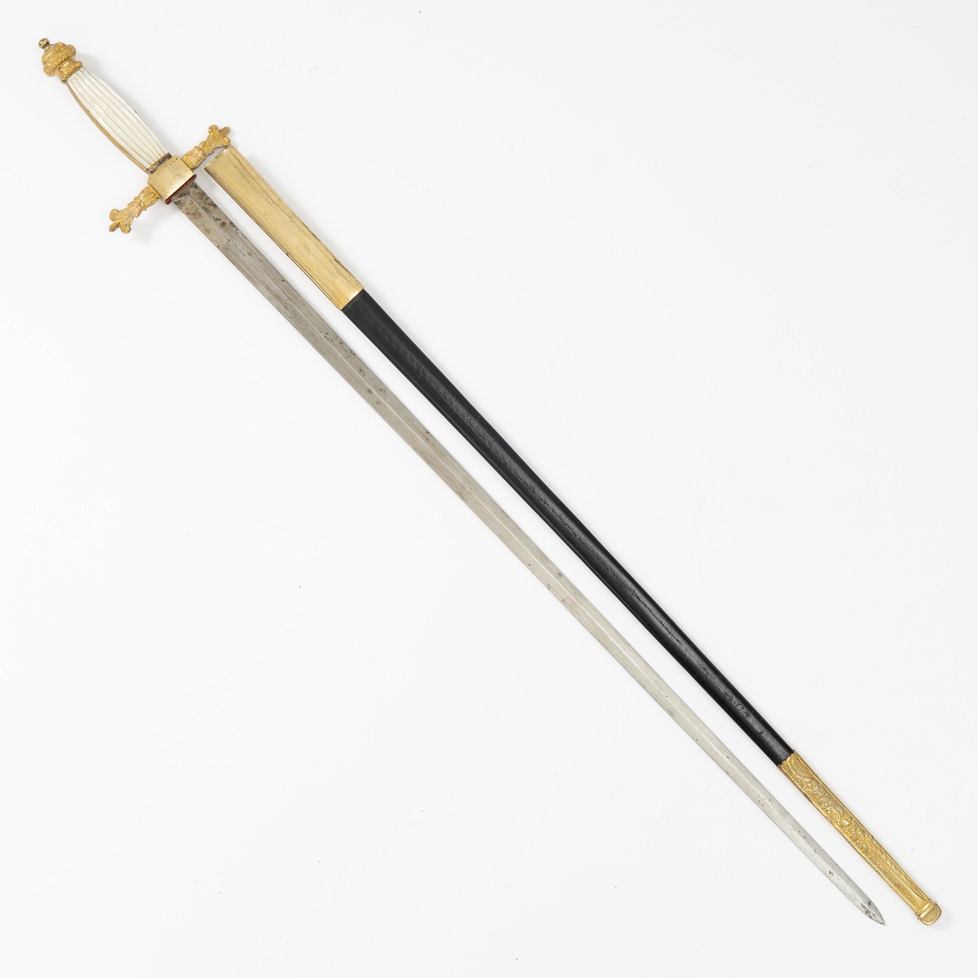 Official's sword, Swedish, 19th century, with scabbard.
