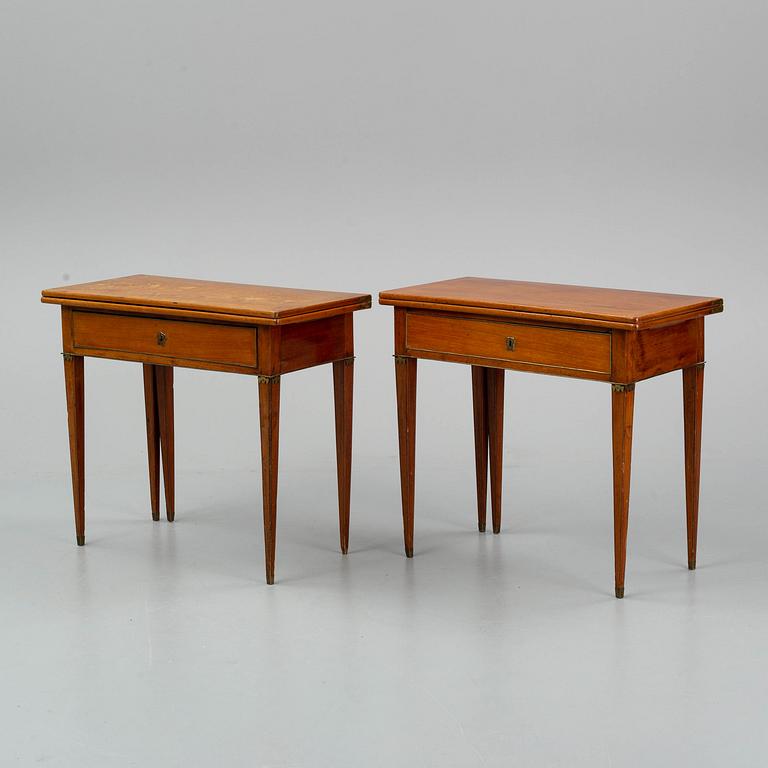 A pair of late gustavian games tables, ca 1800.