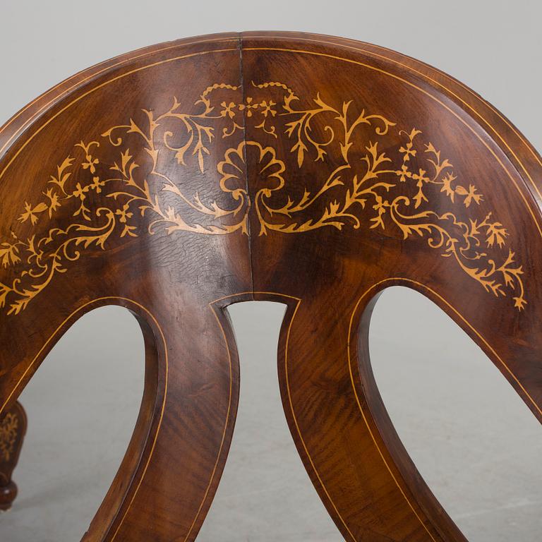 A set of four Empire armchairs "chaise gondole", Austria-Hungary first half 1800's.