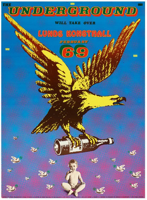 Sture Johannesson, offset affisch "The underground will take over" 1968.