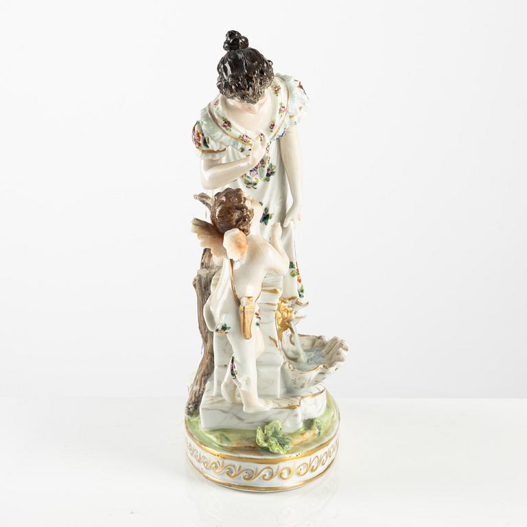 Figurin, porslin, Neapelliknande märke, omkring år 1900.