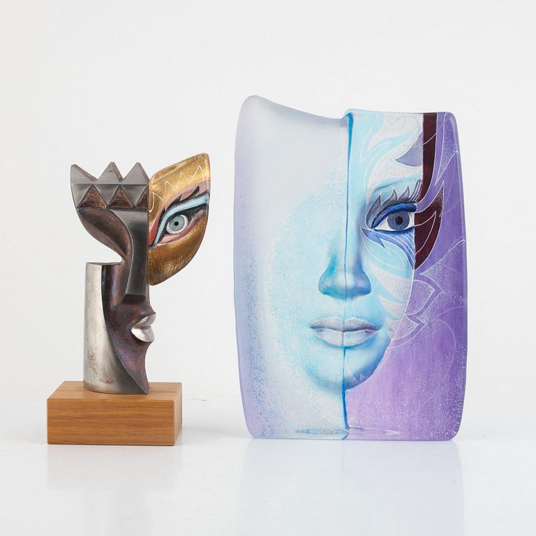 Mats Jonasson, sculpture, Face, 2 pcs.