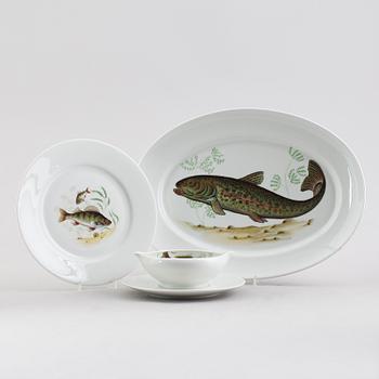 FISKSERVIS,20 delar, porslin, Limoges, Frankrike, 1900-talets mitt.