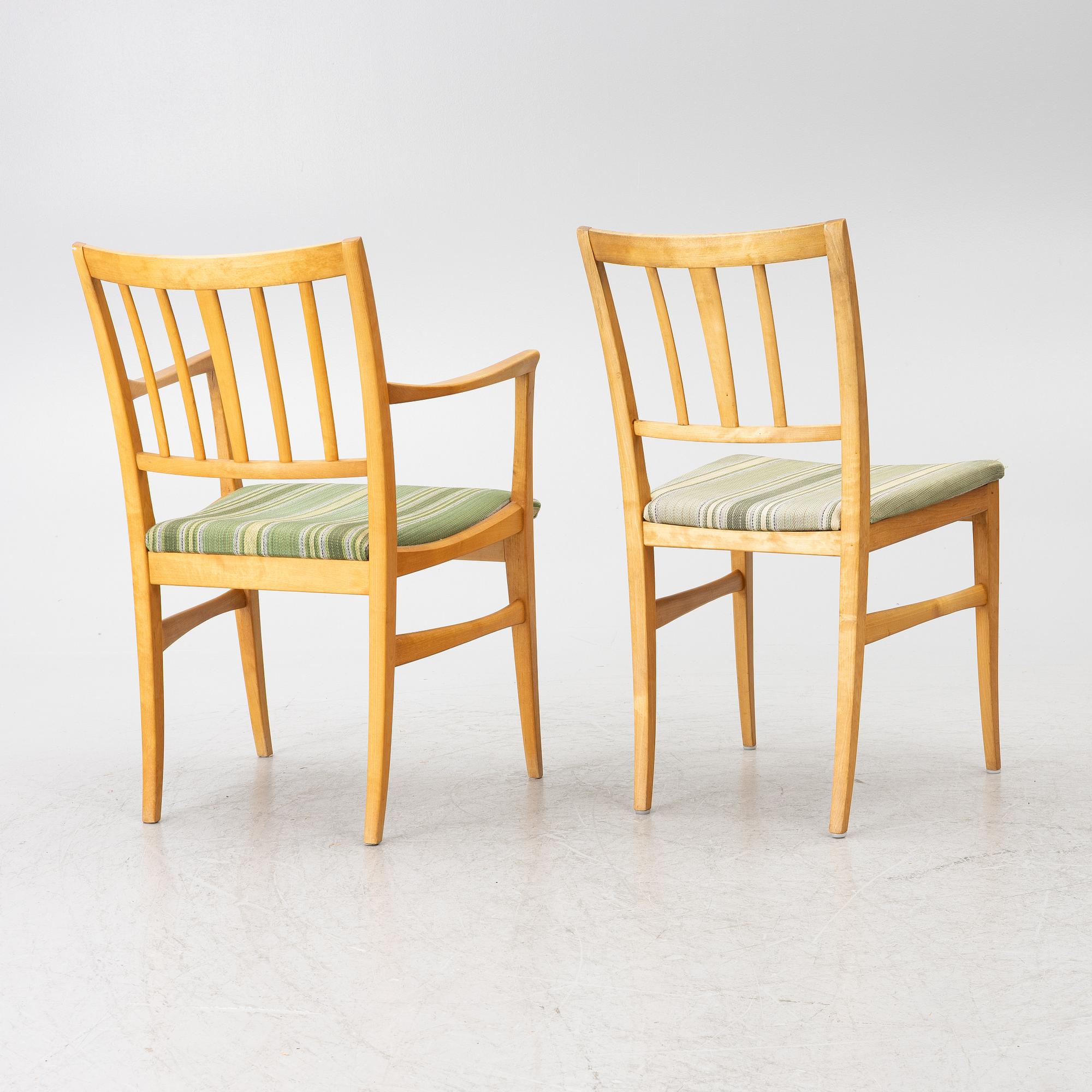 Carl Malmsten, Dining table and four plus two chairs, "Talavid", OH. Sjögren, Tranås.