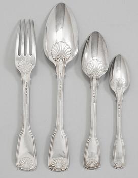 A Swedish 19th century silver 48 piece of cutlery, makers mark of Gustaf Möllenborg, Stockholm 1845-1846.