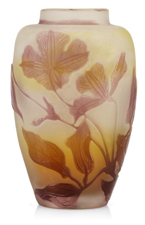 An art nouveau Emile Gallé cameo glass vase, Nancy, France.