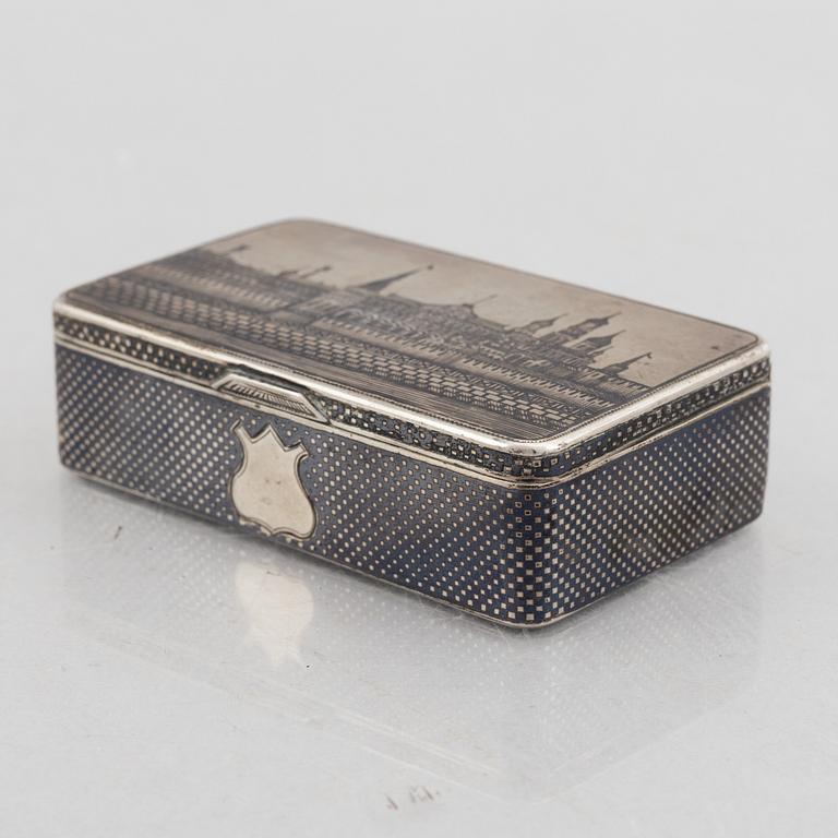 A Russian Silver Niello Box, Moscow 1888.