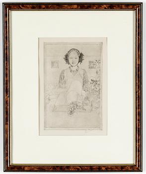 Carl Larsson · CARL LARSSON, etsning, monogramsignerad.