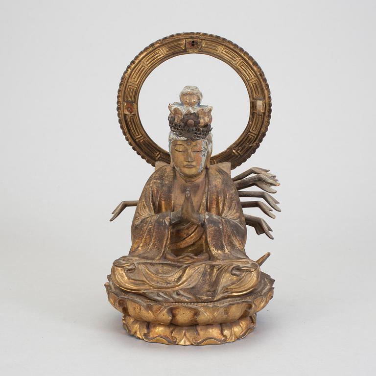 BUDDHA, förgyllt trä, Sydostasien, 1900-tal.