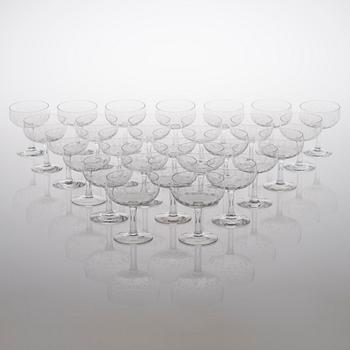 A set of 27 footed 'Kilta' liqueur glasses for Karhula - Iittala. Designed in 1947. In production 1947-1966.