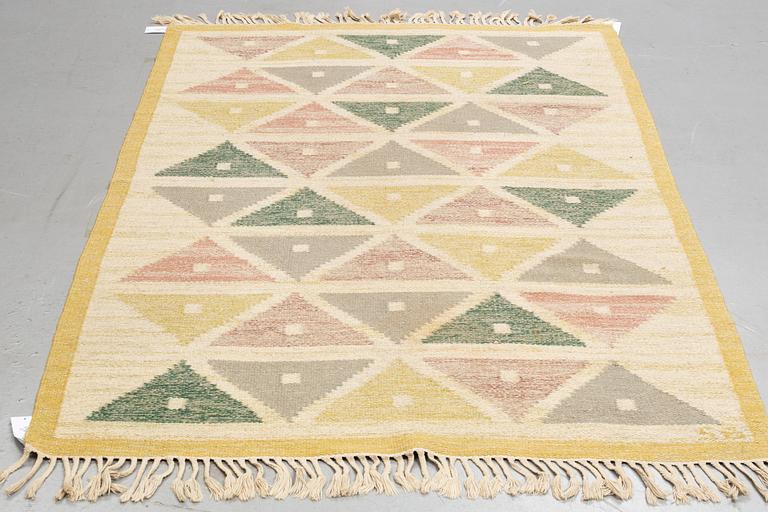 Sigvard Bernadotte, a carpet, "Harlequin", flat weave, ca 204 x 135,5-137,5 cm, signed SB.