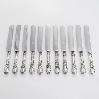 A 34-piece Br. Grachev silver cutlery set, Imperial Warrant, Saint Petersburg, 1898.