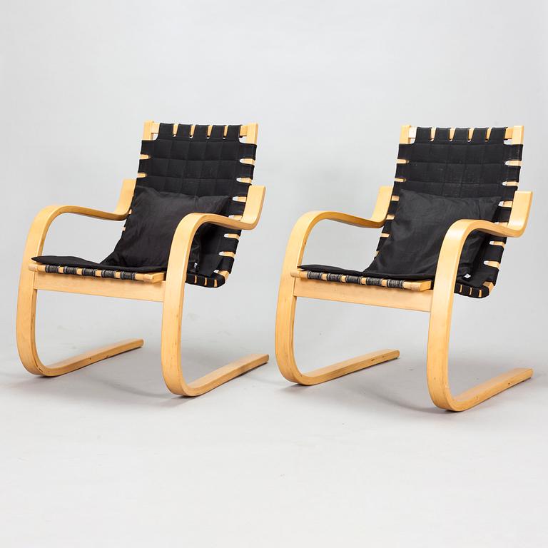 Alvar Aalto, fåtöljer, ett par, modell 406, Artek, 1970-tal.