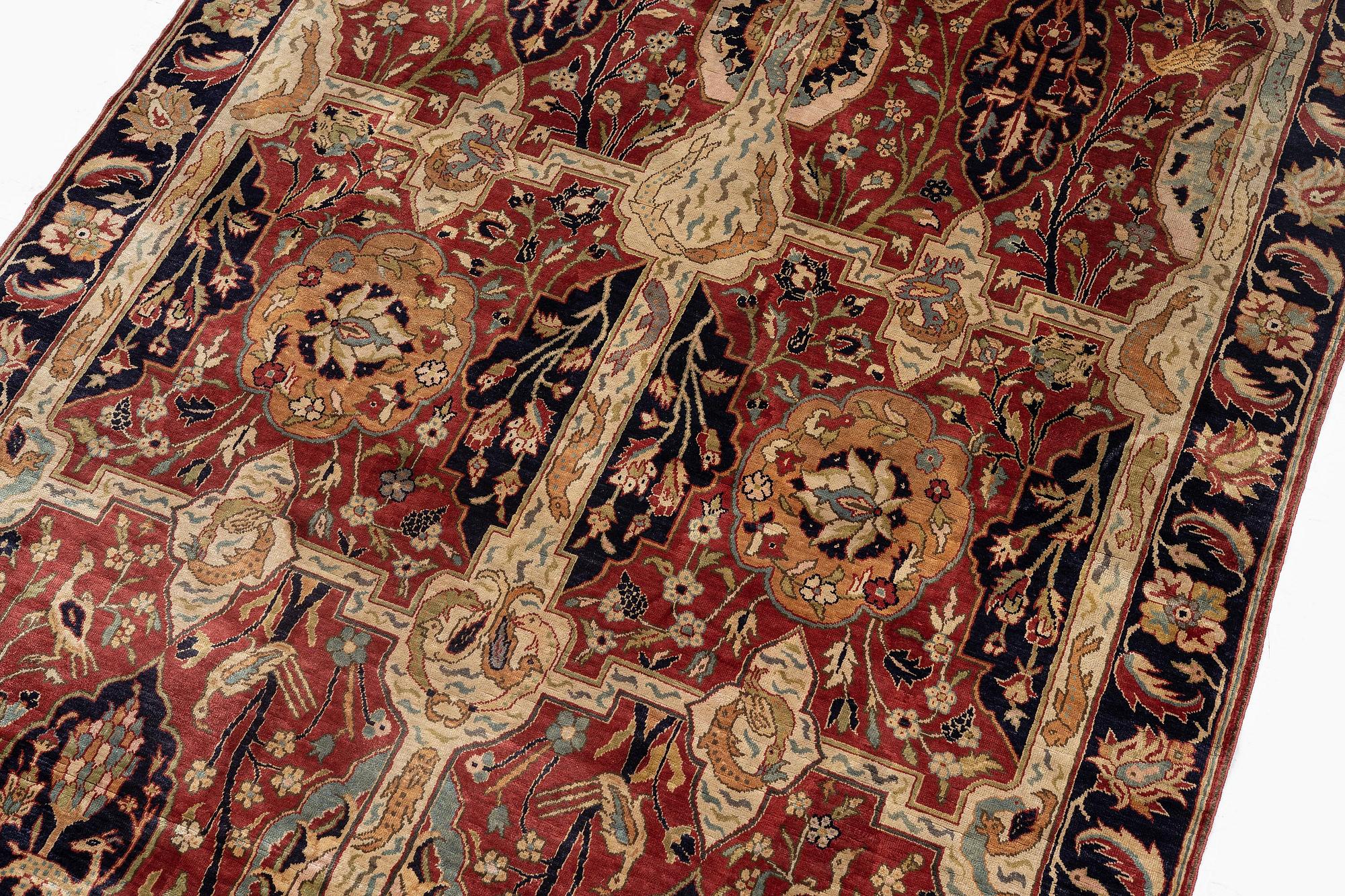 An antique Anatolian silk rug, c. 183 x 120 cm.