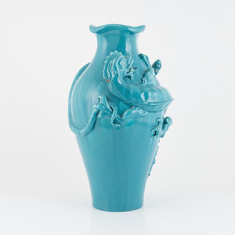 An Art Nouveau creamware floor vase, probably Swedish, early 20th century.