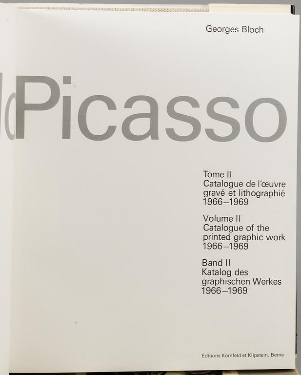 Five Pablo Picasso books, Georges Bloch, "Picasso", vol I-II and "Picasso Lithographe II-IV.
