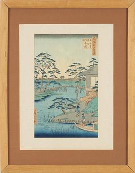 Ando Utagawa Hiroshige, a woodblock print in colours, mid 19th Century.