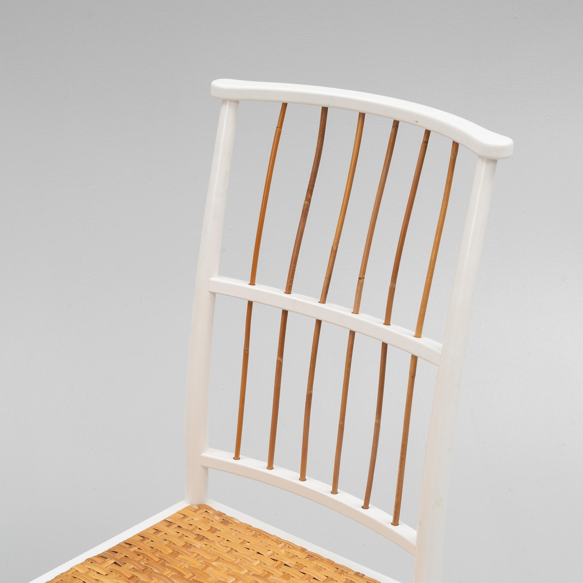 Josef Frank, a set of six dining chairs, model B 2025, Svenskt Tenn, Sweden.