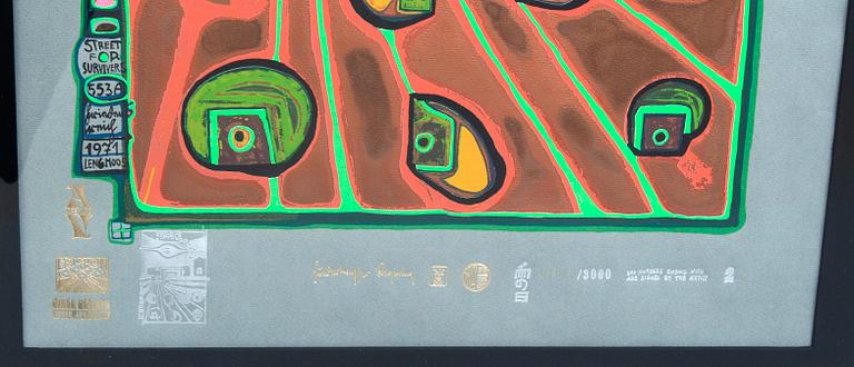 Friedensreich Hundertwasser, serigraph in colours with metal embossing numbered 1649/3000.