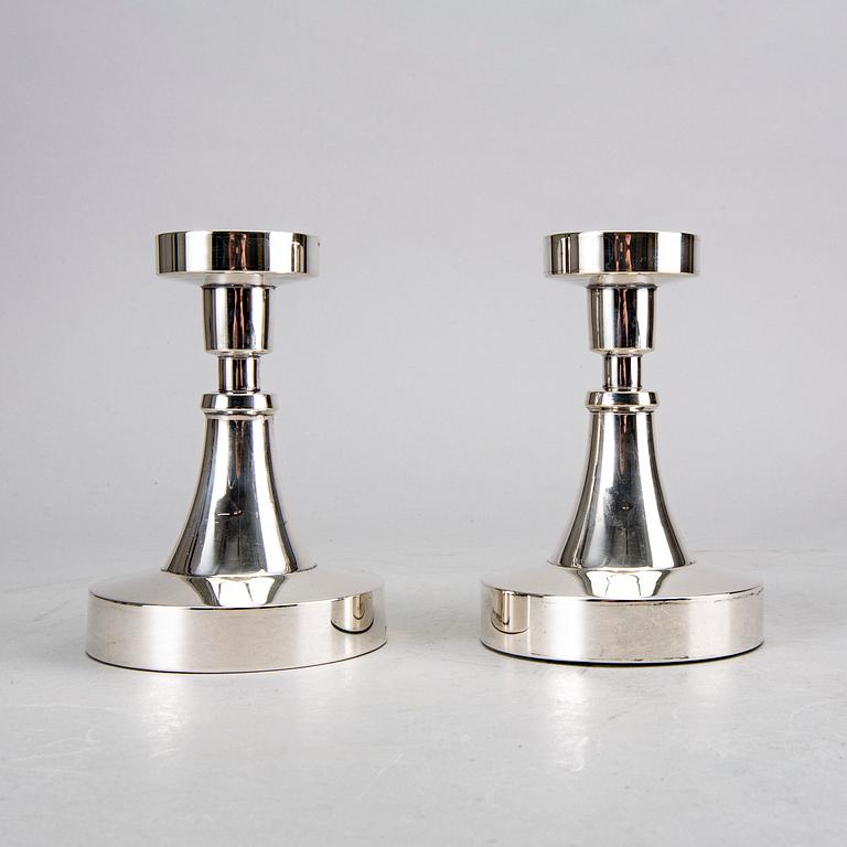 A pair of 20th century Swedish sivler candle sticks mark of E Löfman Uppsala 1967, height 13 cm.