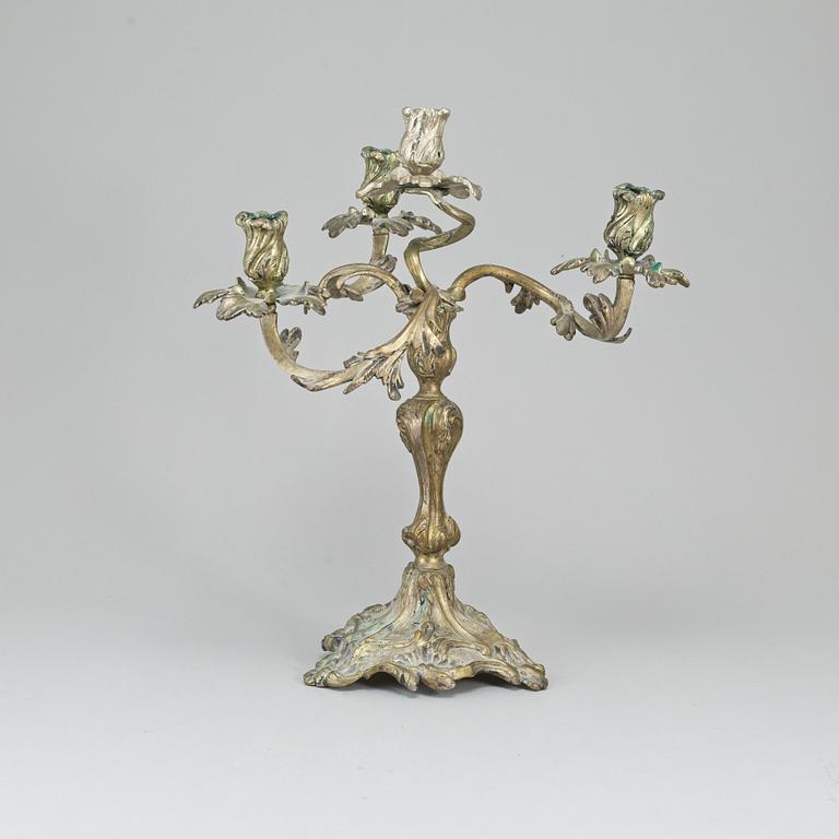 A rococo style silver plated candelabra, 19-20th century.