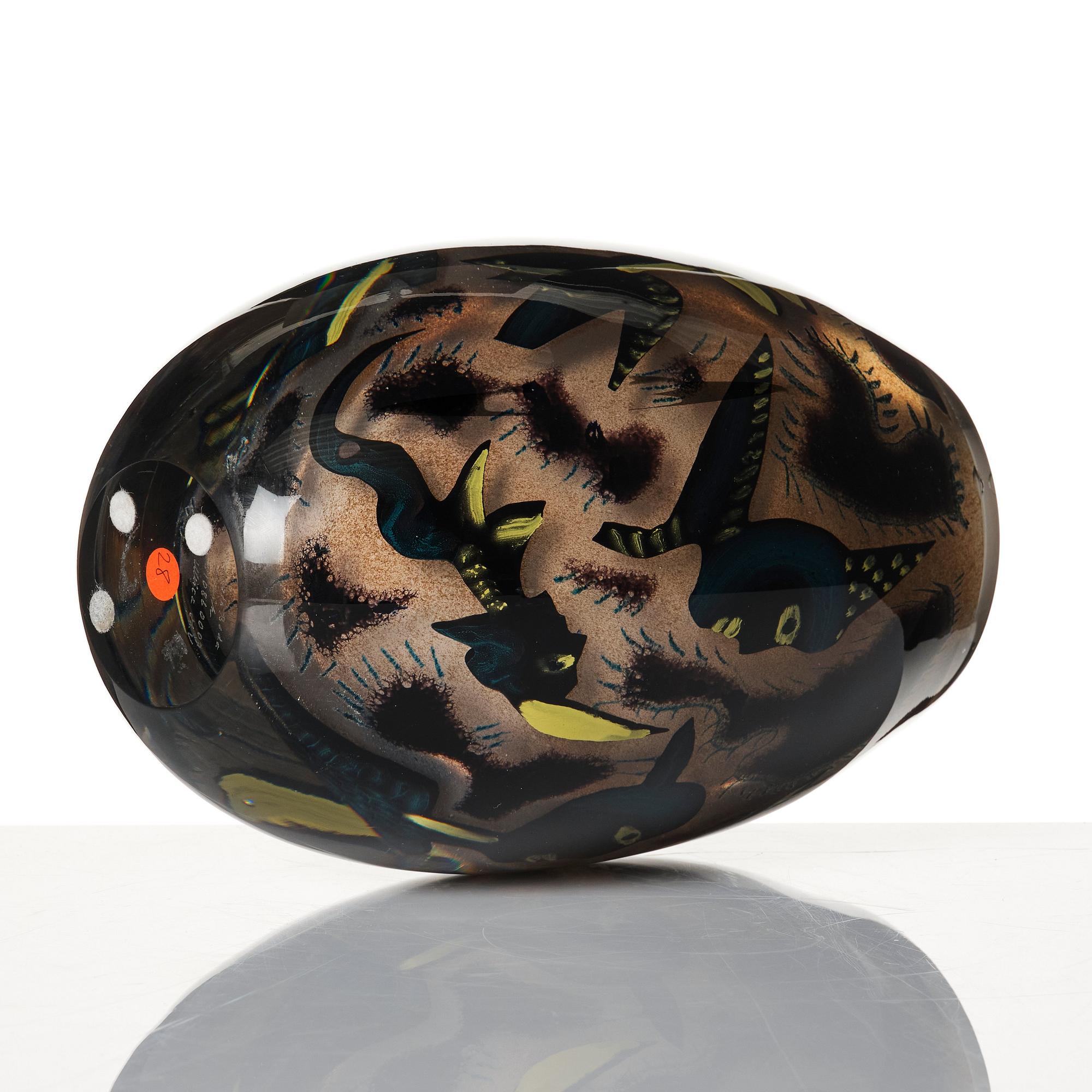Ulrica Hydman-Vallien, a unique 'Kabale' glass sculpture, Kosta Boda, Sweden 1986.