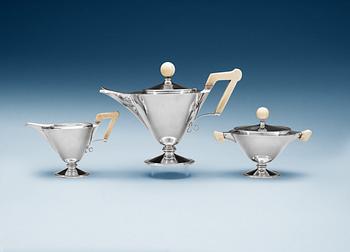 508. An Art Déco 830/1000 silver tea-service, probably Germany, 1920-30's.